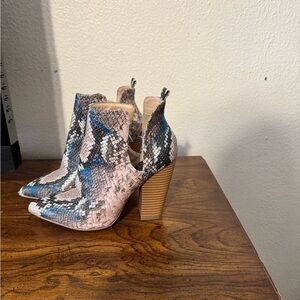 JustFab Multicolor Snakeskin Ankle Boots
